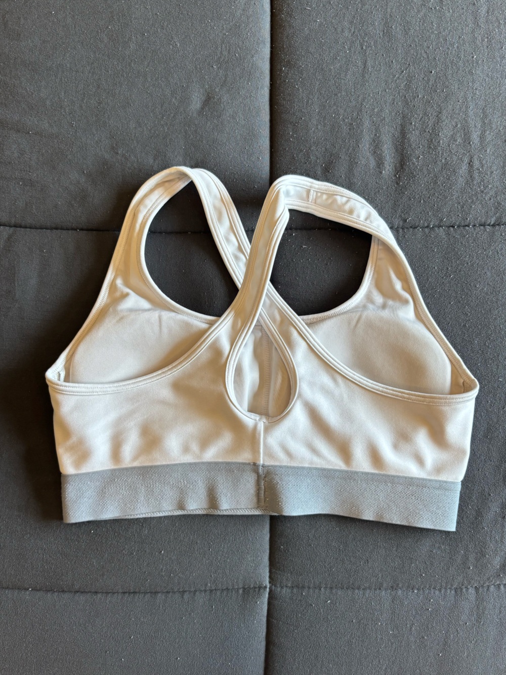 Under Armour Mid Crossback Sports Bra Medium White & Gray Padded - Picture 3 of 5